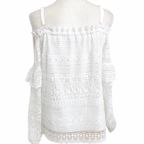 FINAL SALE Parker White Lace Off-Shoulder Top, size Small fits like Medium - Picture 5 of 7